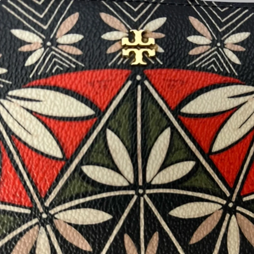 Tory Burch Red and Navy Crossbody Bag with Geometric Design