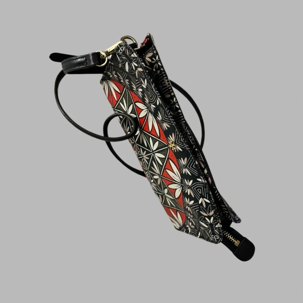 Tory Burch Red and Navy Crossbody Bag with Geometric Design