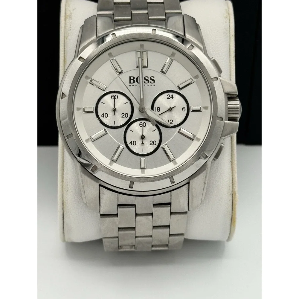 Hugo Boss Men's Stainless Steel Chronograph‎ Watch White Dial Quartz HB197