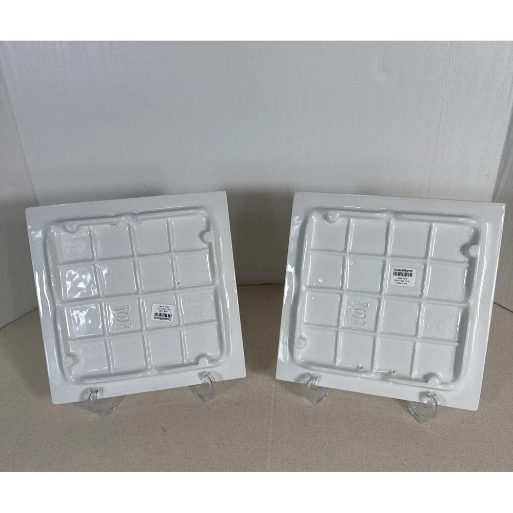 Crate & Barrel Set Of 2 Ceramic Snowflake Trivet Made in Italy Ceramica Stefani