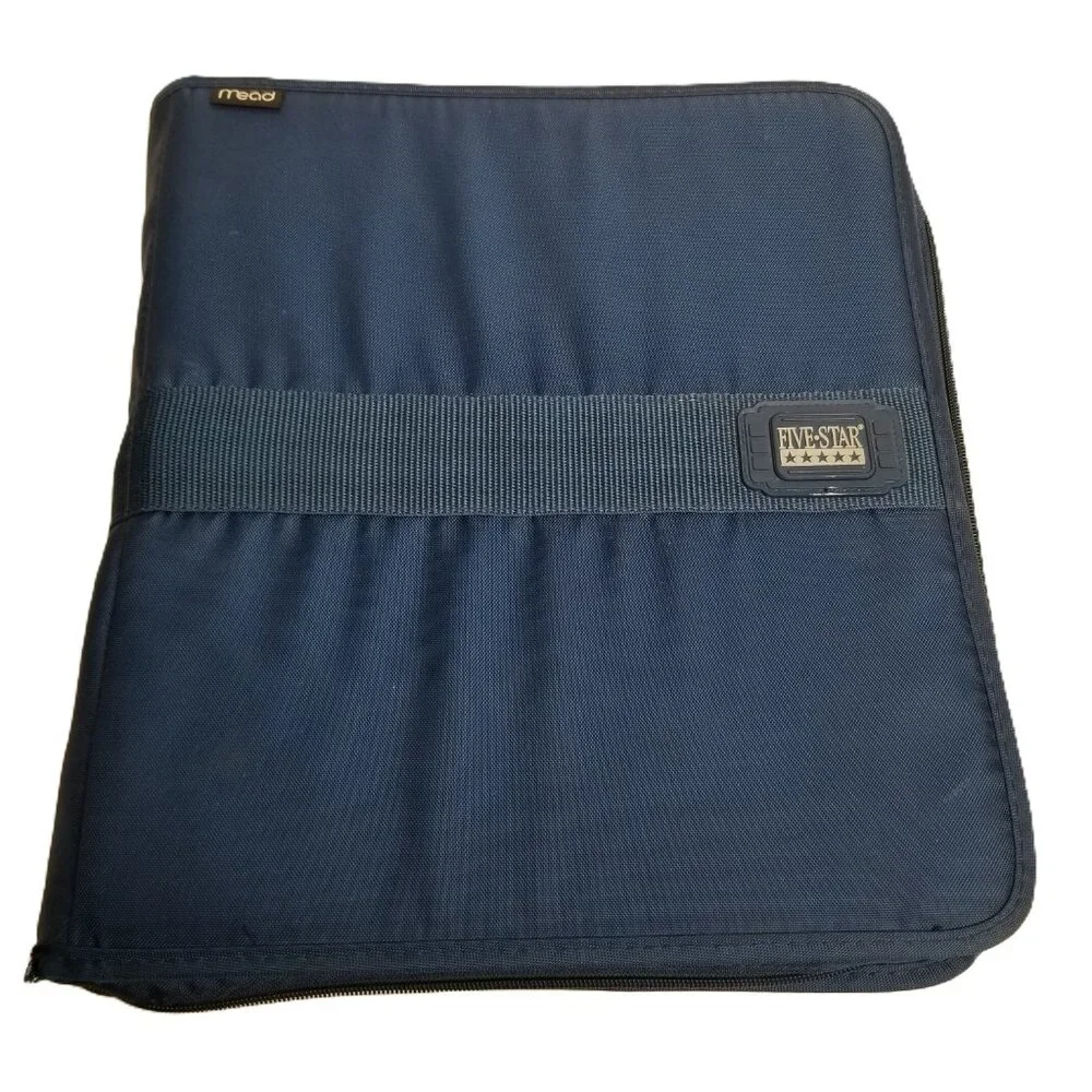 Mead Five Star Zippered Binder Computer Disc Storage Navy Blue Retro Office 90s