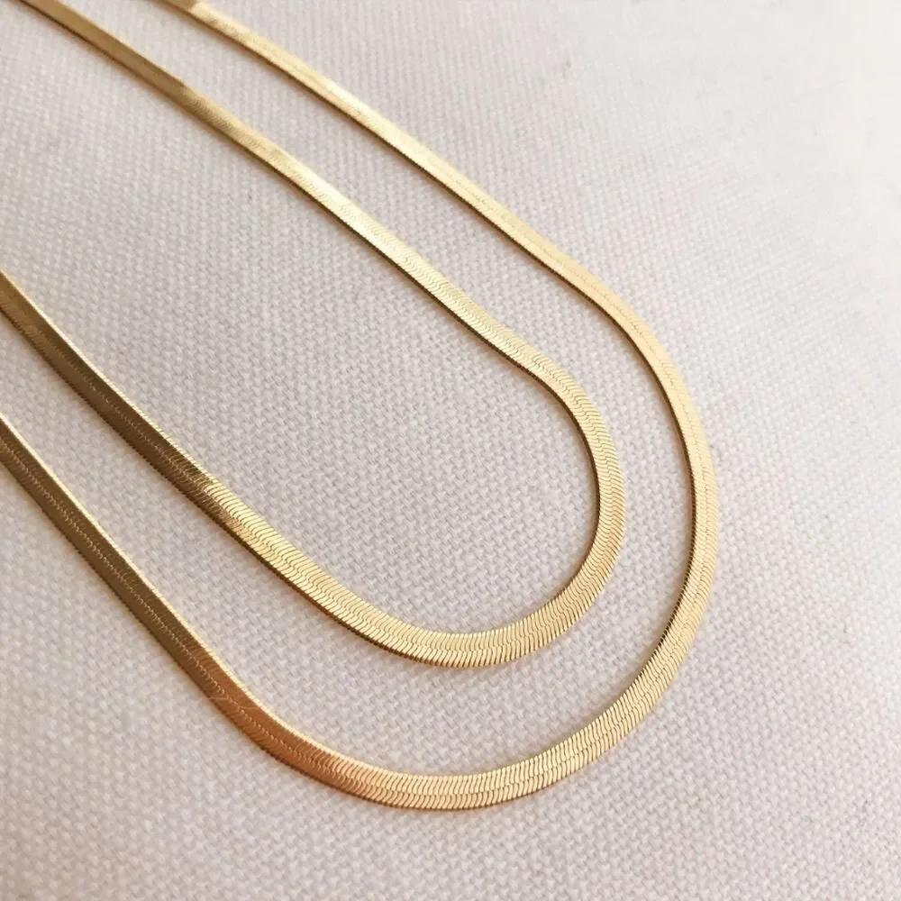Gold Herringbone Chain Necklace