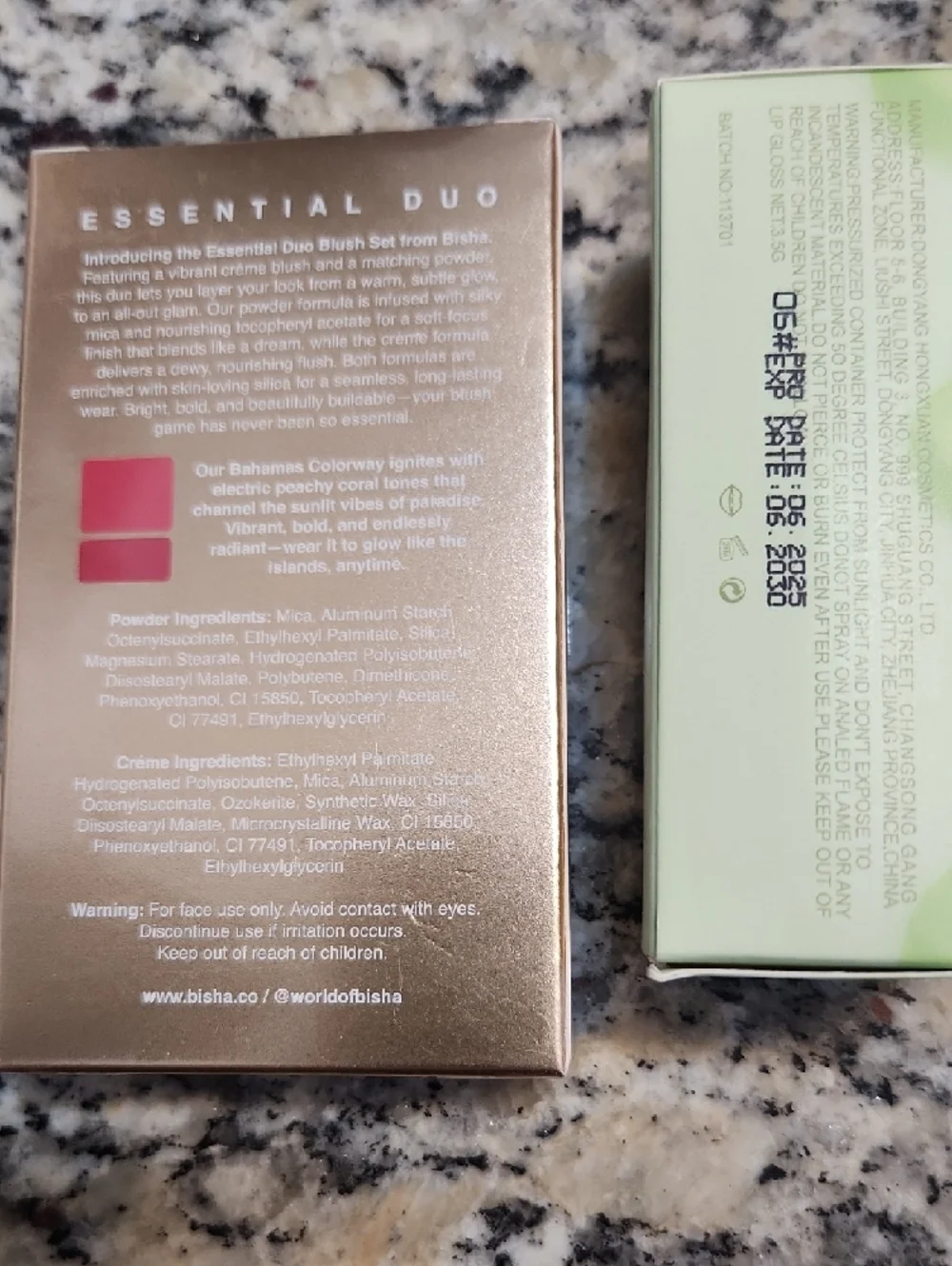 BISHA Bahamas Essential Duo Blush Set - Rose Gold + Kevin & Coco Lip Oil