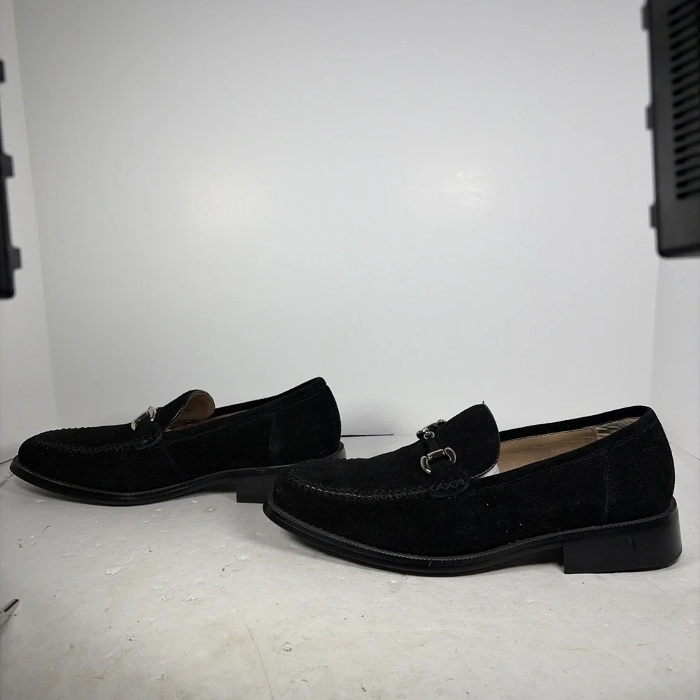 Size 7.5 Zengara Black Suede Leather Bit Loafers Z300691