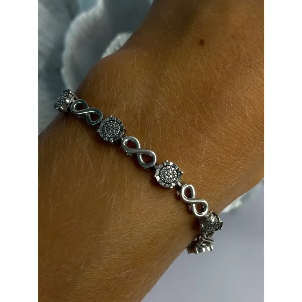 925 Sterling Silver Infinity Heart Bracelet Length 6-8