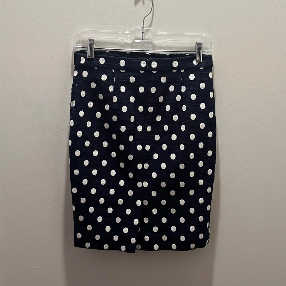 NWT Navy Polka Dot J CREW No2 Pencil Skirt