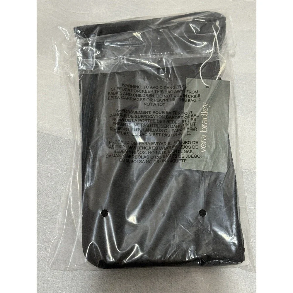 Vera Bradley Moonless Night Essential Zip Wristlet Nylon Quilted Black Brand New