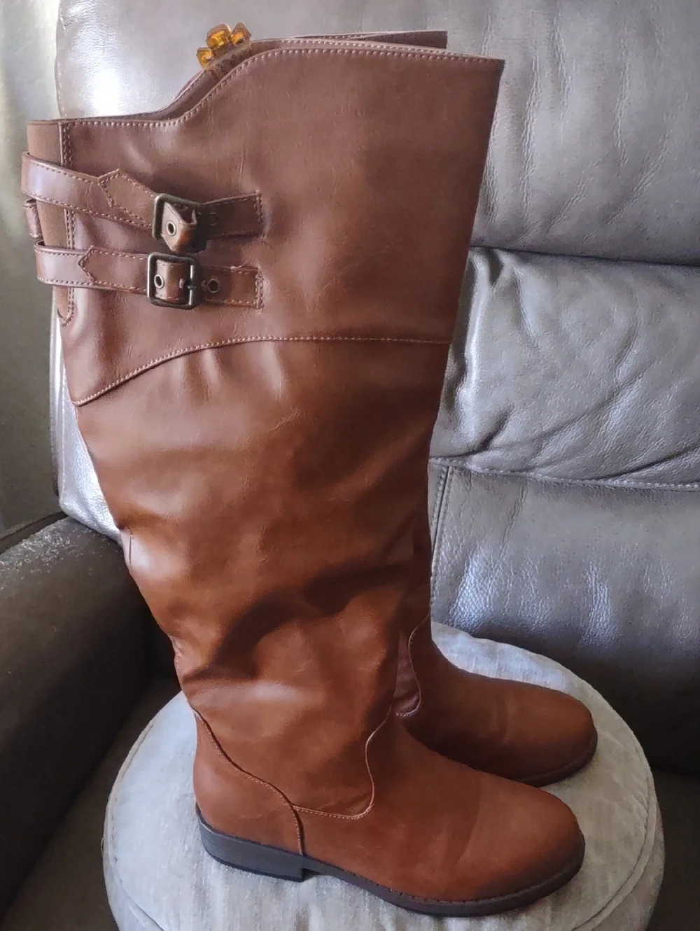 Over-the-Knee Brown Buckle Riding Boots size 7