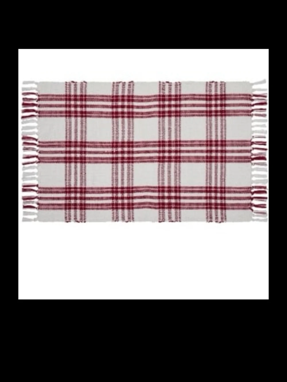My Texas House Red Plaid Fringe Layering Rug 24x38 Indoor Outdoor