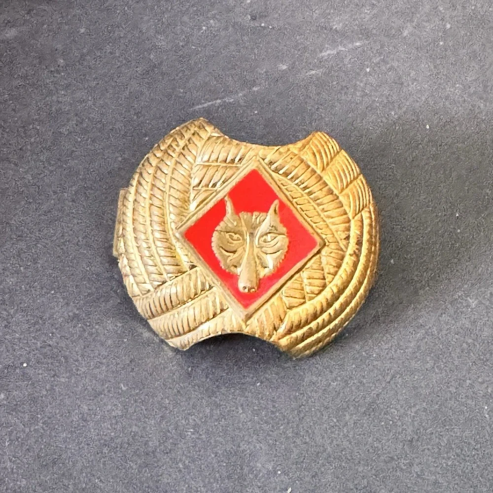 New Boy Scouts of America Neckerchief Slide; Wolf Cub Scout Rank; Red; BSA‎ Gold