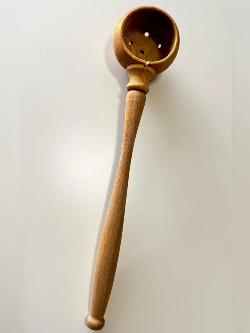 VINTAGE Hand-Carved Wooden Skimmer Spoon
