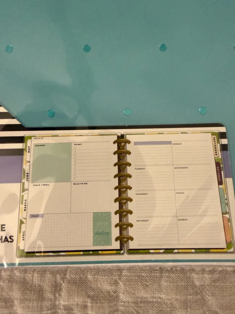 The Happy Planner teal dashboard