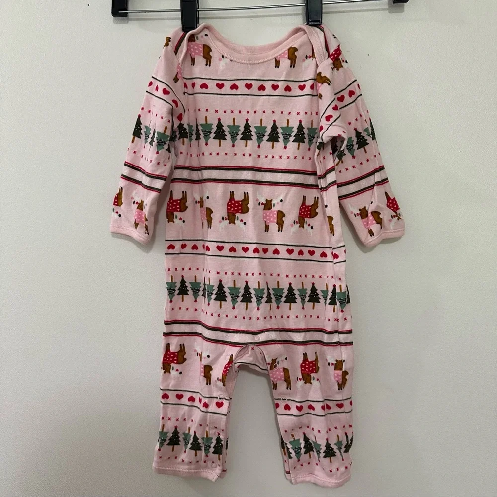 Old Navy Christmas Long Sleeve Uni-sex One Piece Outfit 6-12 Month bundle‎ of 2