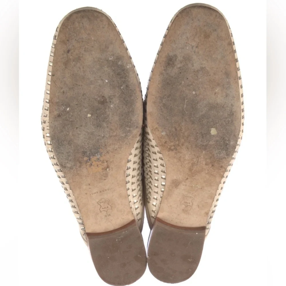 Tory Burch Jessa loafers backless mules clogs woven leather horsebit loafers