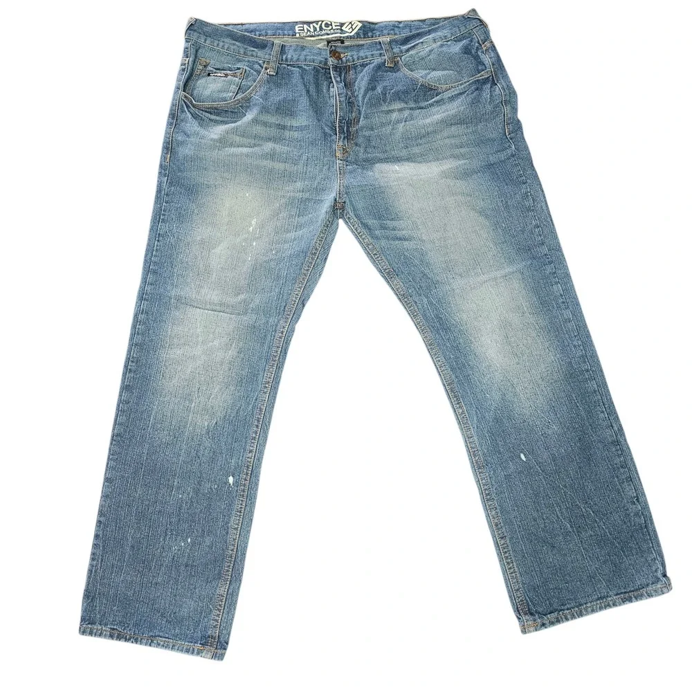 Enyce Jeans Mens 46 Blue Sean Combs Relaxed Straight Leg Embroidered Denim Y2K