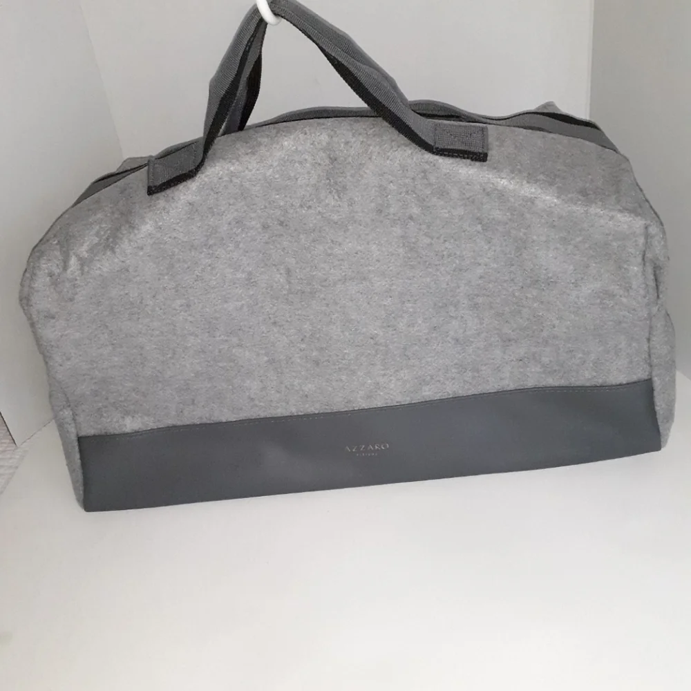 NEW Azzaro Gray Felt Weekend Duffel with Shoulder Strap