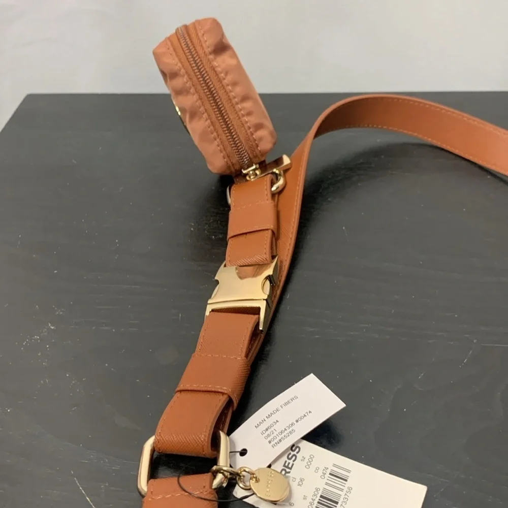 Express Tan Faux Leather 58” Dog Leash and Bag Set- NWT