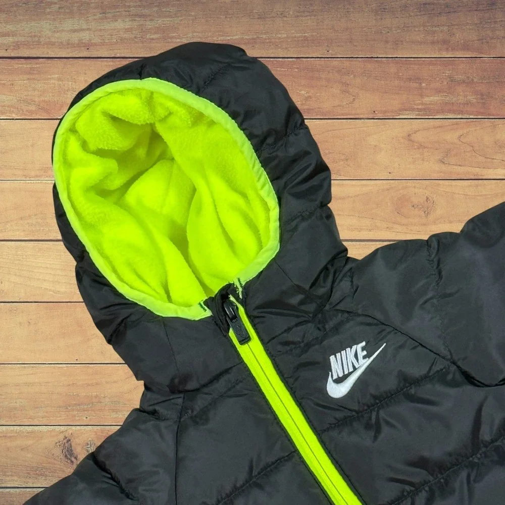 Nike Baby Bunting Snowsuit‎ Newborn Black Neon Yellow Puffer Hooded F422-023