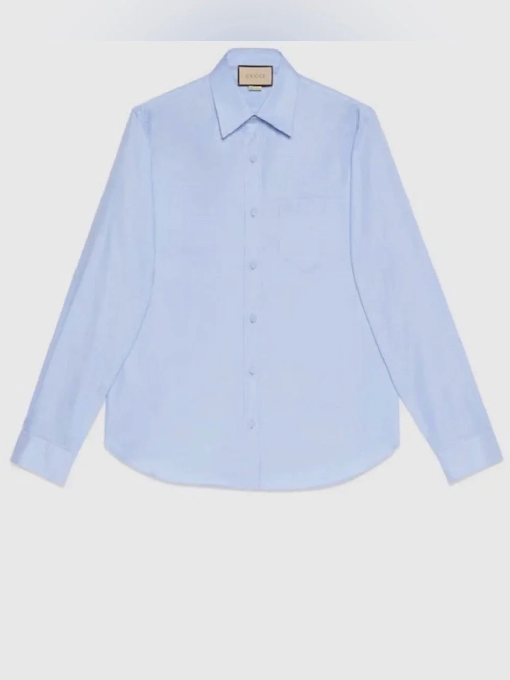 NWT GUCCI BLUE OXFORD COTTON SHIRT WITH DOUBLE G EMBROIDERY DESIGNER SZ/16+