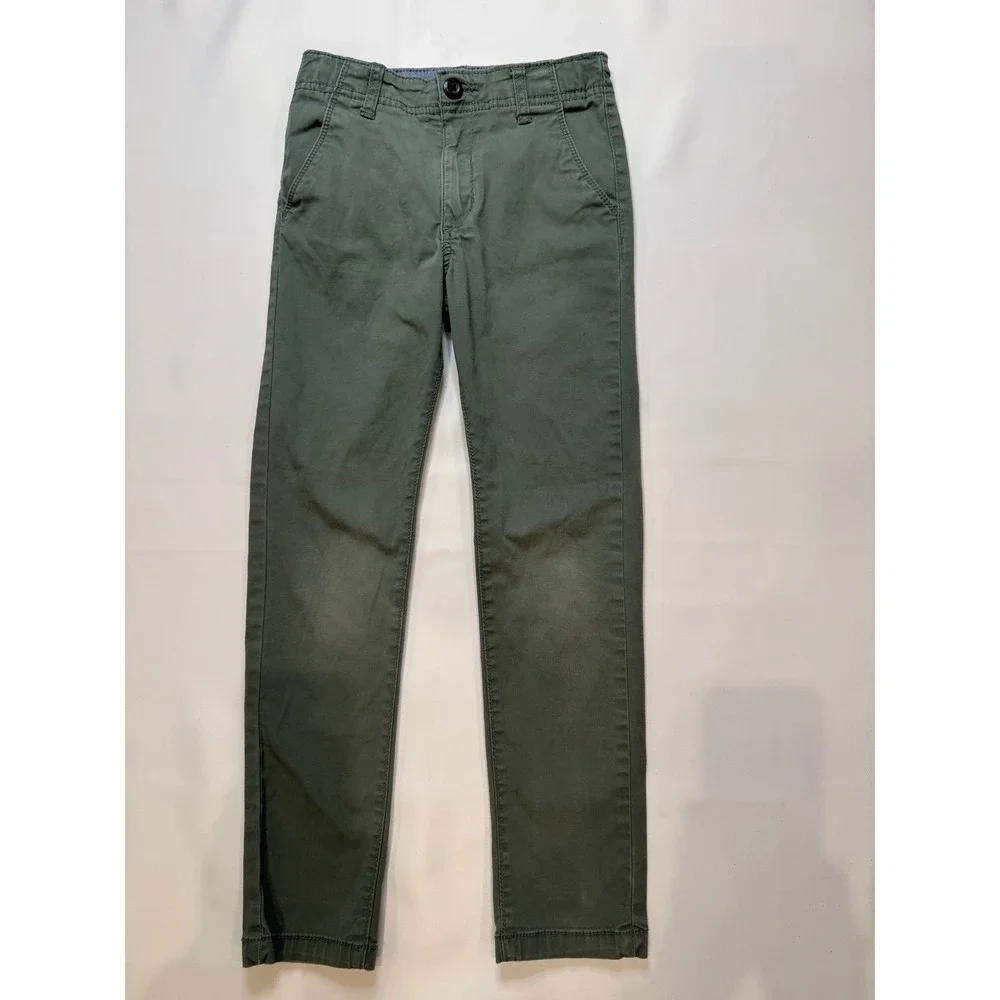 OshKosh B'gosh Chino Pants Kids‎ Size 7 Olive Green Good Adjustable Waist Slim