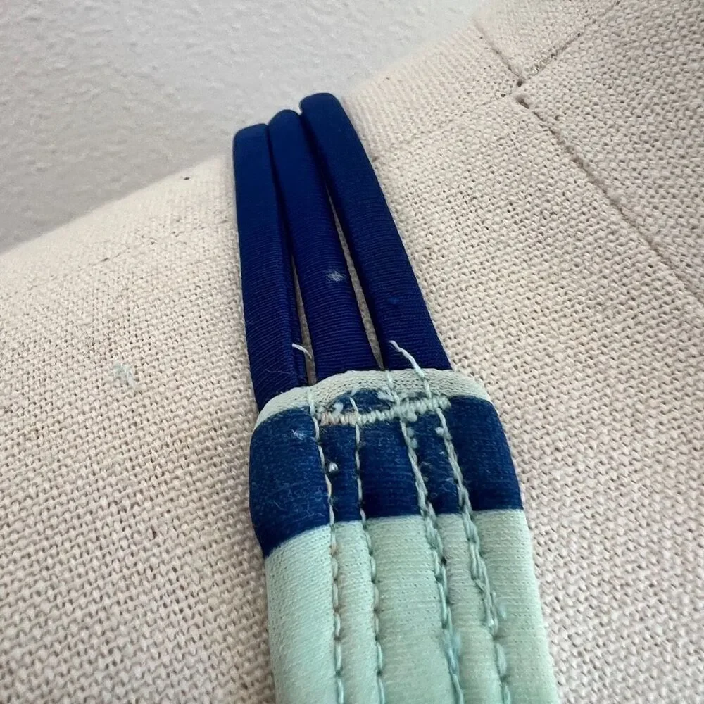 Arizona Jean Company Bikini Top in Blue and Aqua Stripes Size Medium Braided Bac