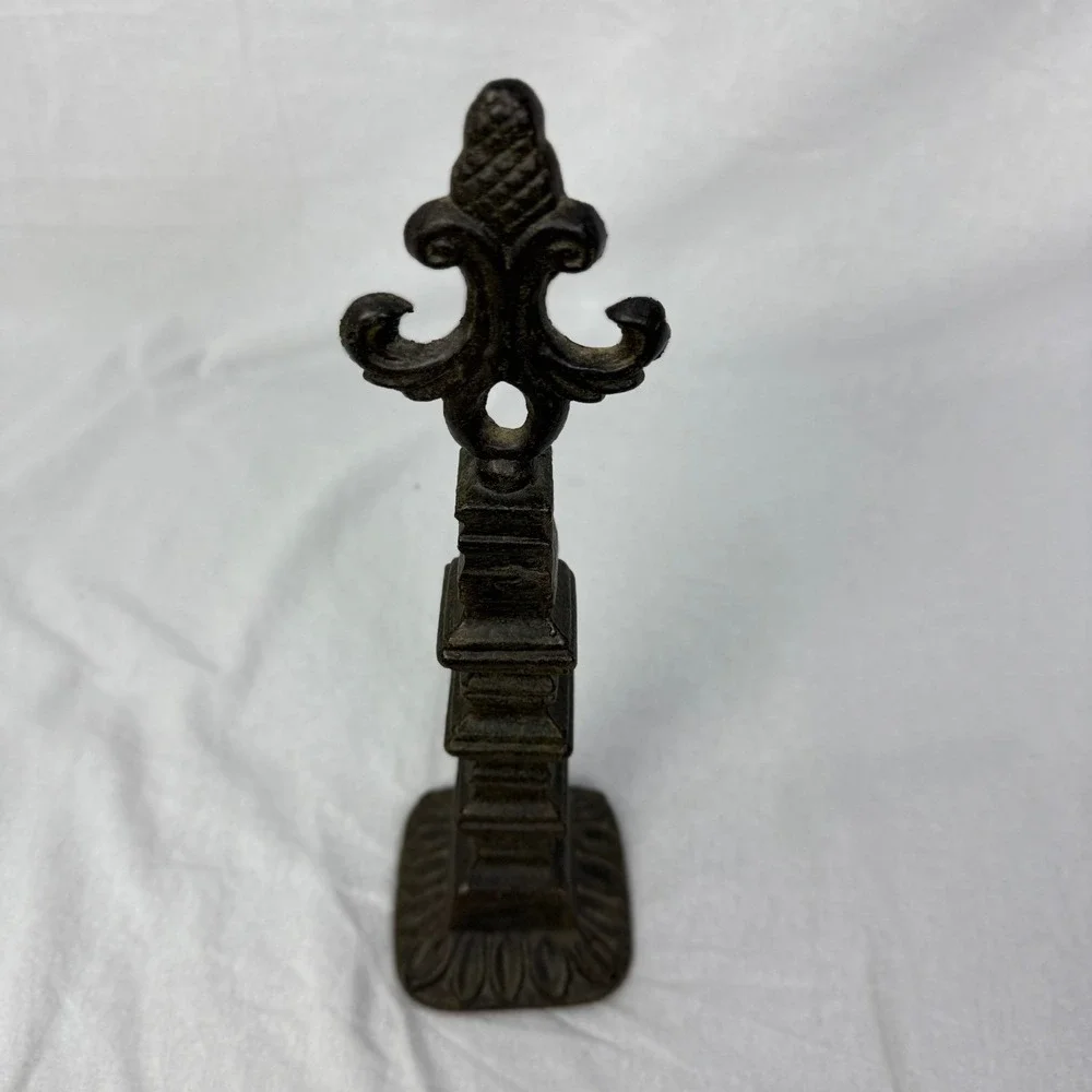 Cast Iron Fleur De Lis‎ Finial Statue Bookend Shelf Decor Accent Piece