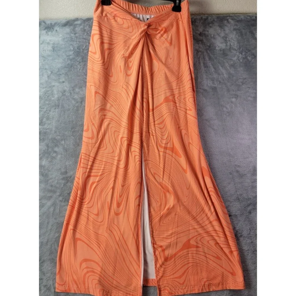SO Juniors XL High‎ Rise Maxi Skirt Orange Abstract Print Y2K Retro Summer Vibe