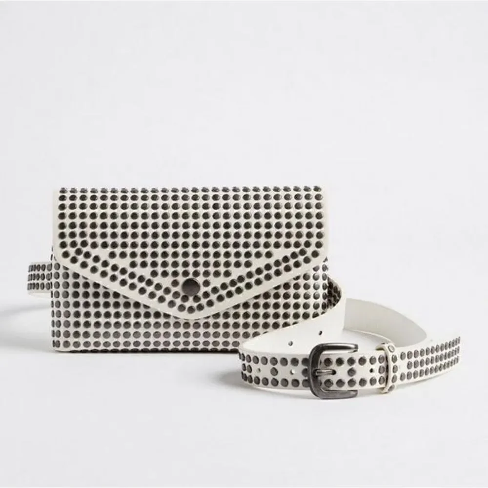 Torrid Faux White Leather Rivet Belt Bag