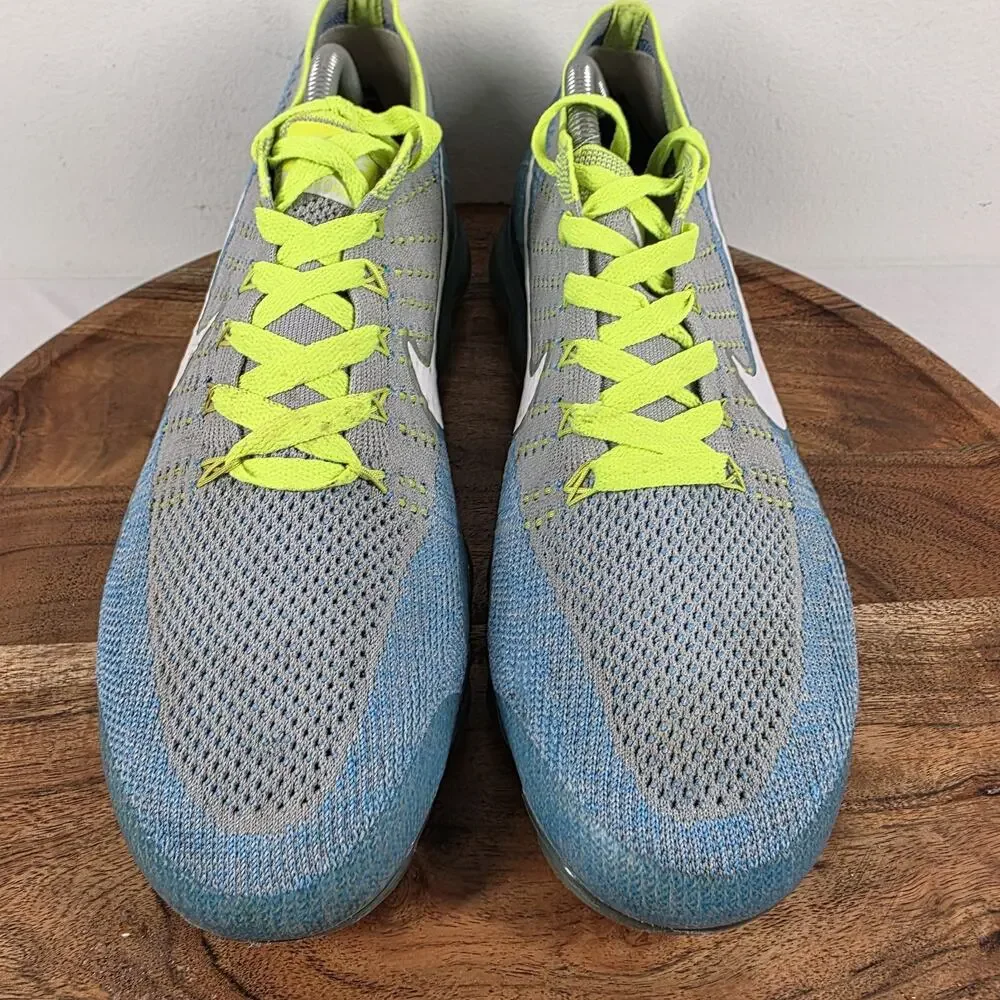 Nike Air VaporMax Flyknit Sprite Volt Mens Gray Blue Size 10 Shoes 849558-022