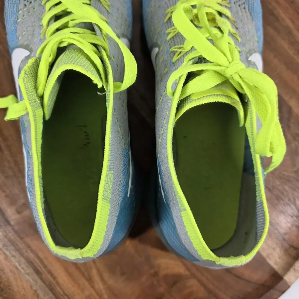 Nike Air VaporMax Flyknit Sprite Volt Mens Gray Blue Size 10 Shoes 849558-022
