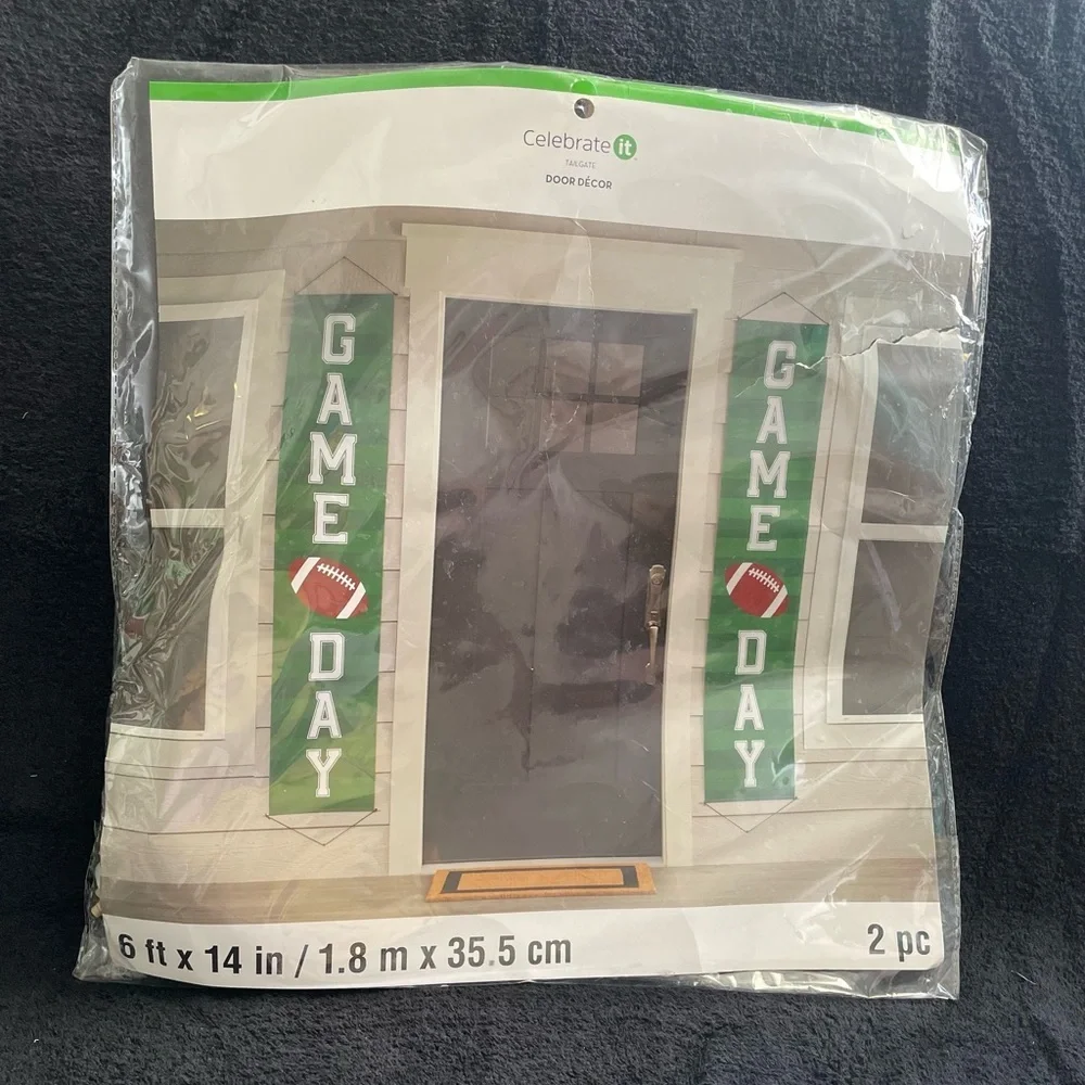 NWT 2 “Celebrate It” Football Themed Wreath & Door Decor Banners