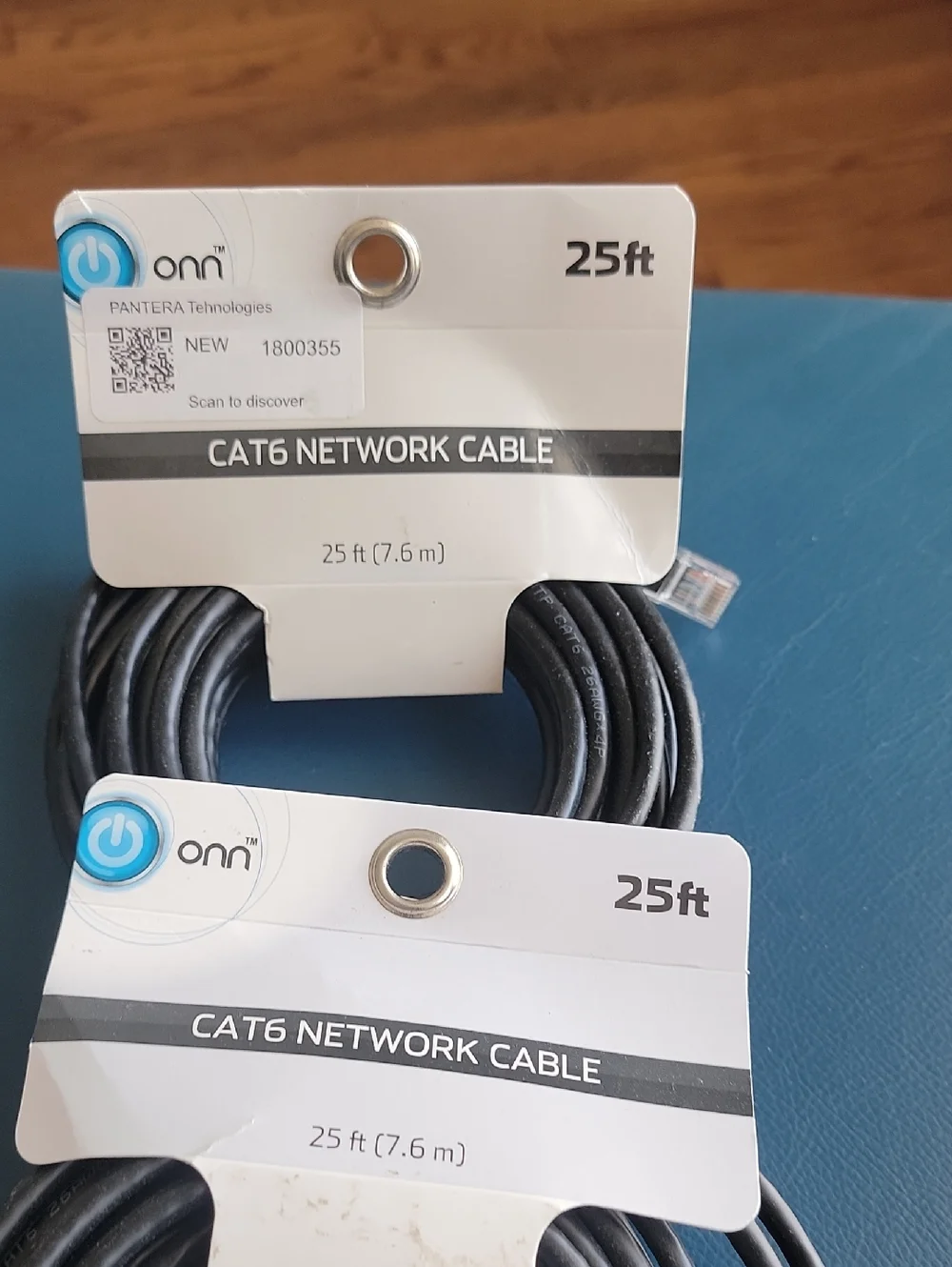 2 _ Packs onn CAT6 Network Cable 25ft - Black
