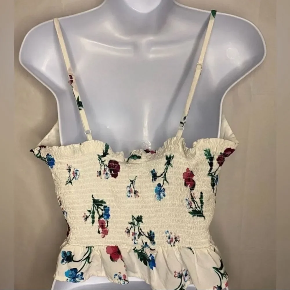 Ambiance Apparel White Floral top size XL