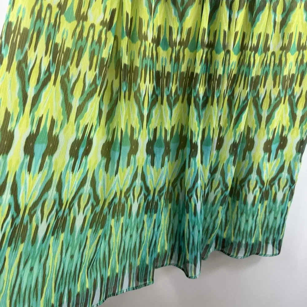 Ruby Rd. Watercolor Ikat Crinkle Maxi Skirt Size 16W Fairycore Elastic Waist