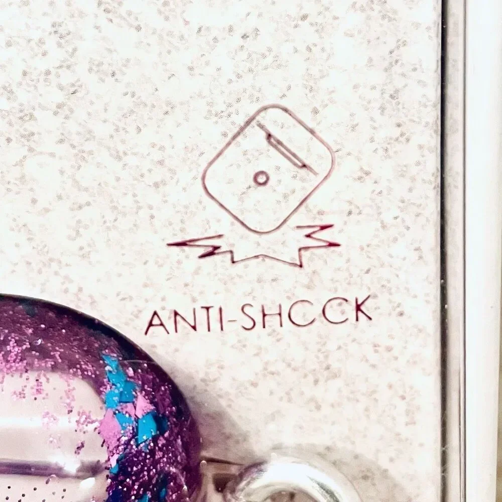 NWT Clear case cover Apple AirPods Pro Purple Glitter cable port Anti shock