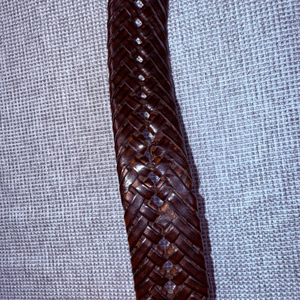 Dockers Brown Braided Woven Belt Brass Buckle Size 50/125