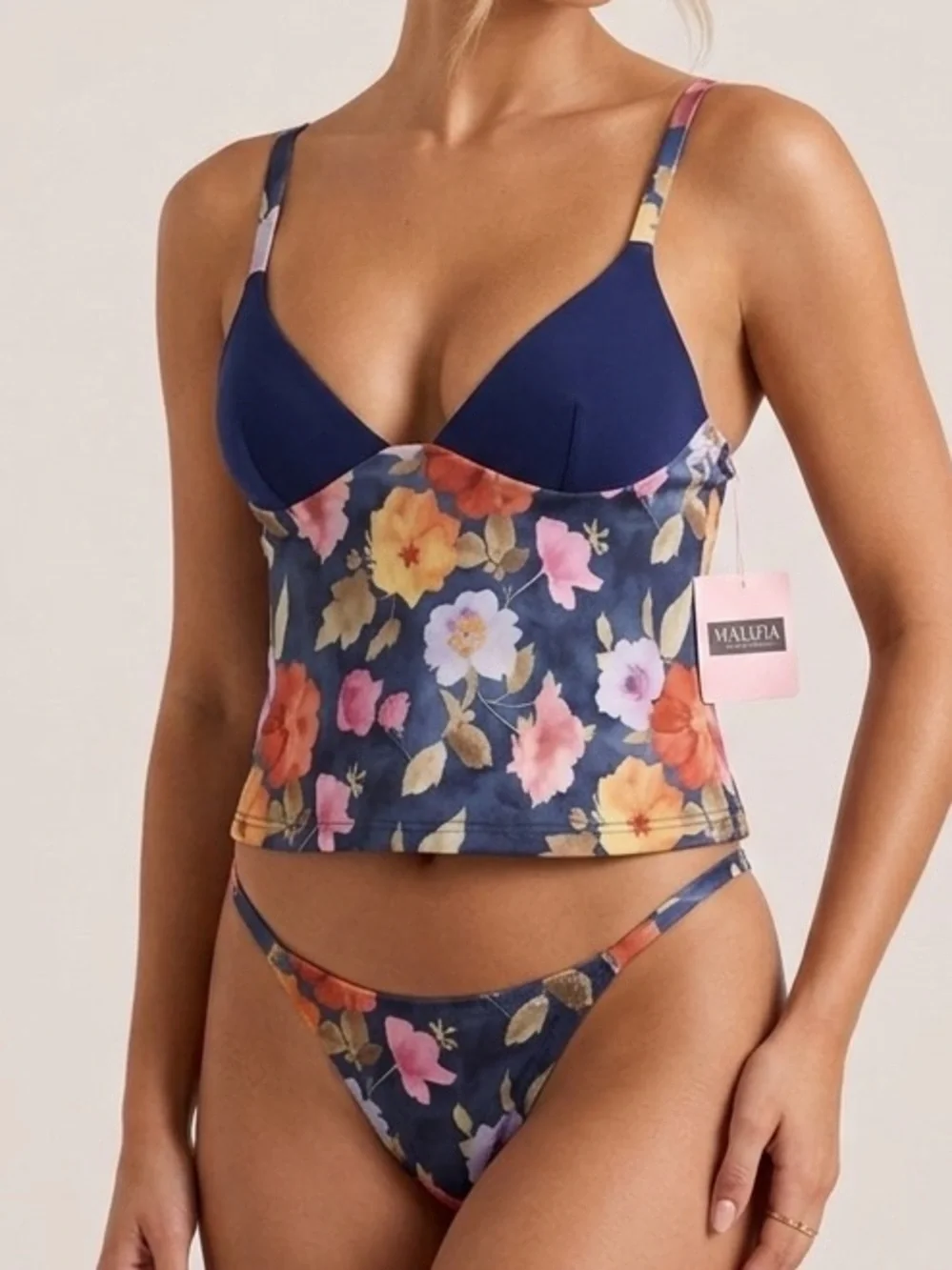 La Perla Malizia Floral Set with Navy and Multicolor Design