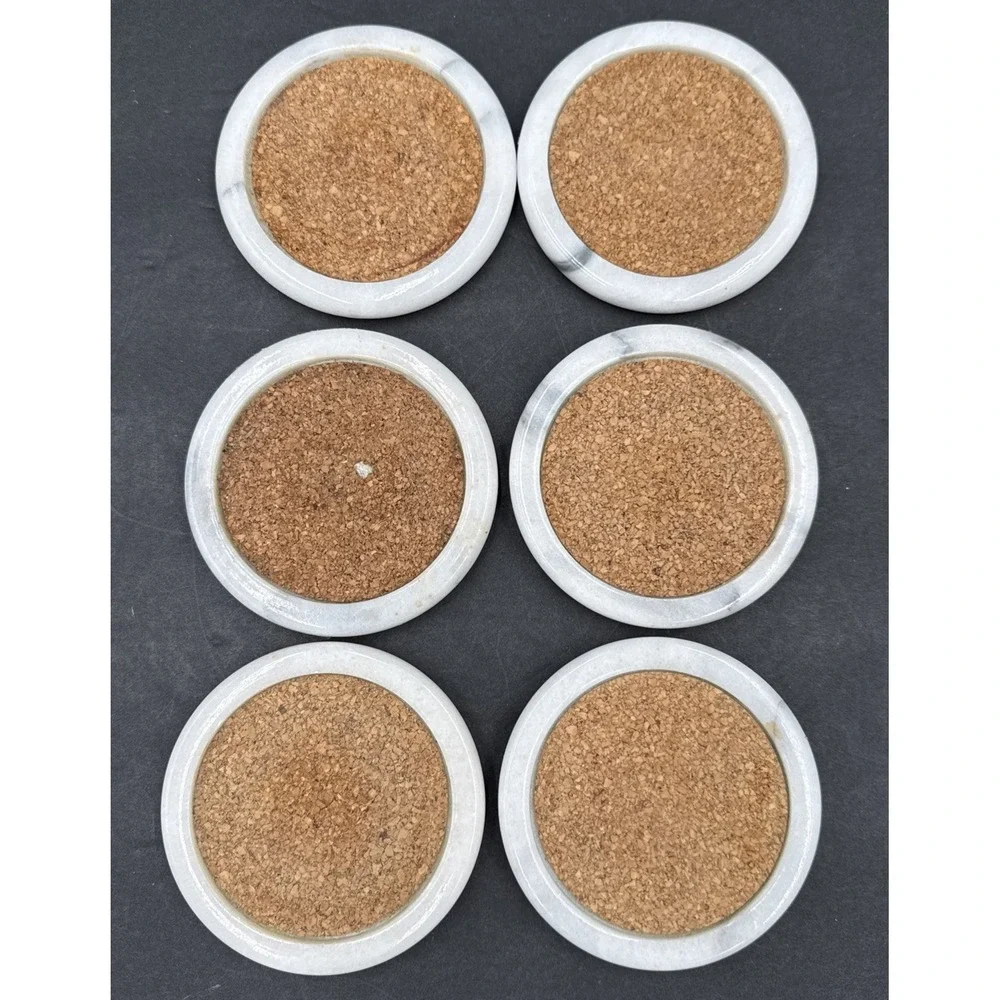 Vintage Round Marble Edging Cup Drink‎ Coasters Set of 6