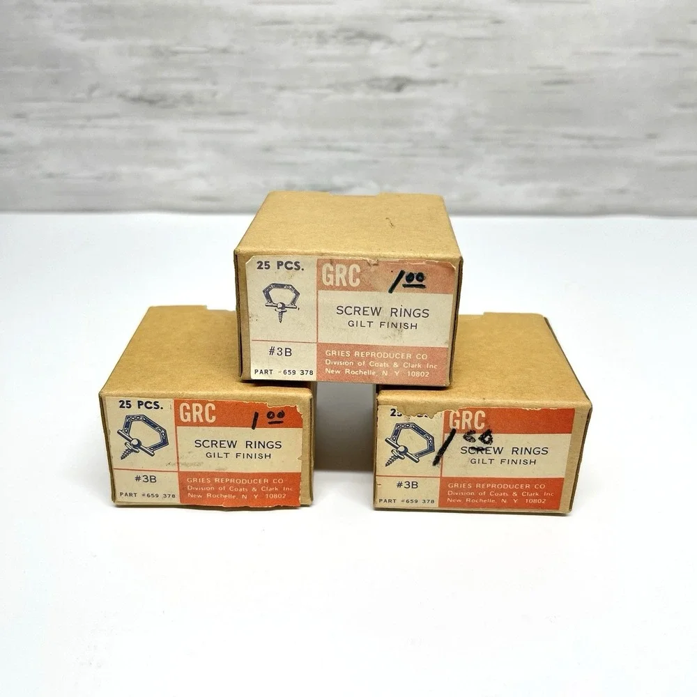Vintage Screw Rings 3B Gilt Finish‎ By Gries Reproducer Co Hardware Crafts Lot 3