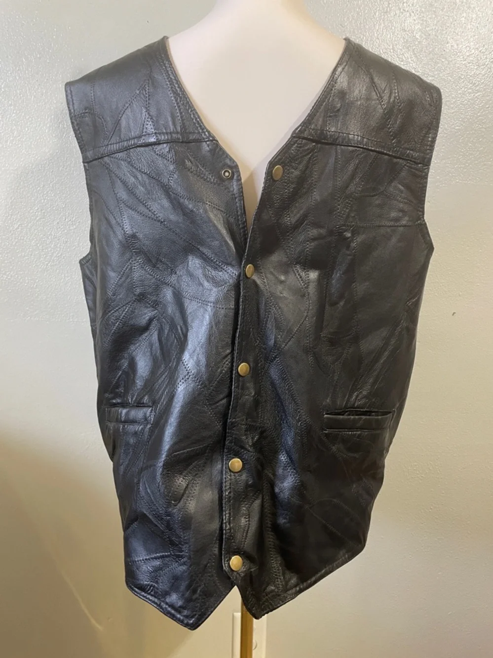 Genuine Leather Black Western Biker Vest 2XL XXL Rider Navarre Leather Company