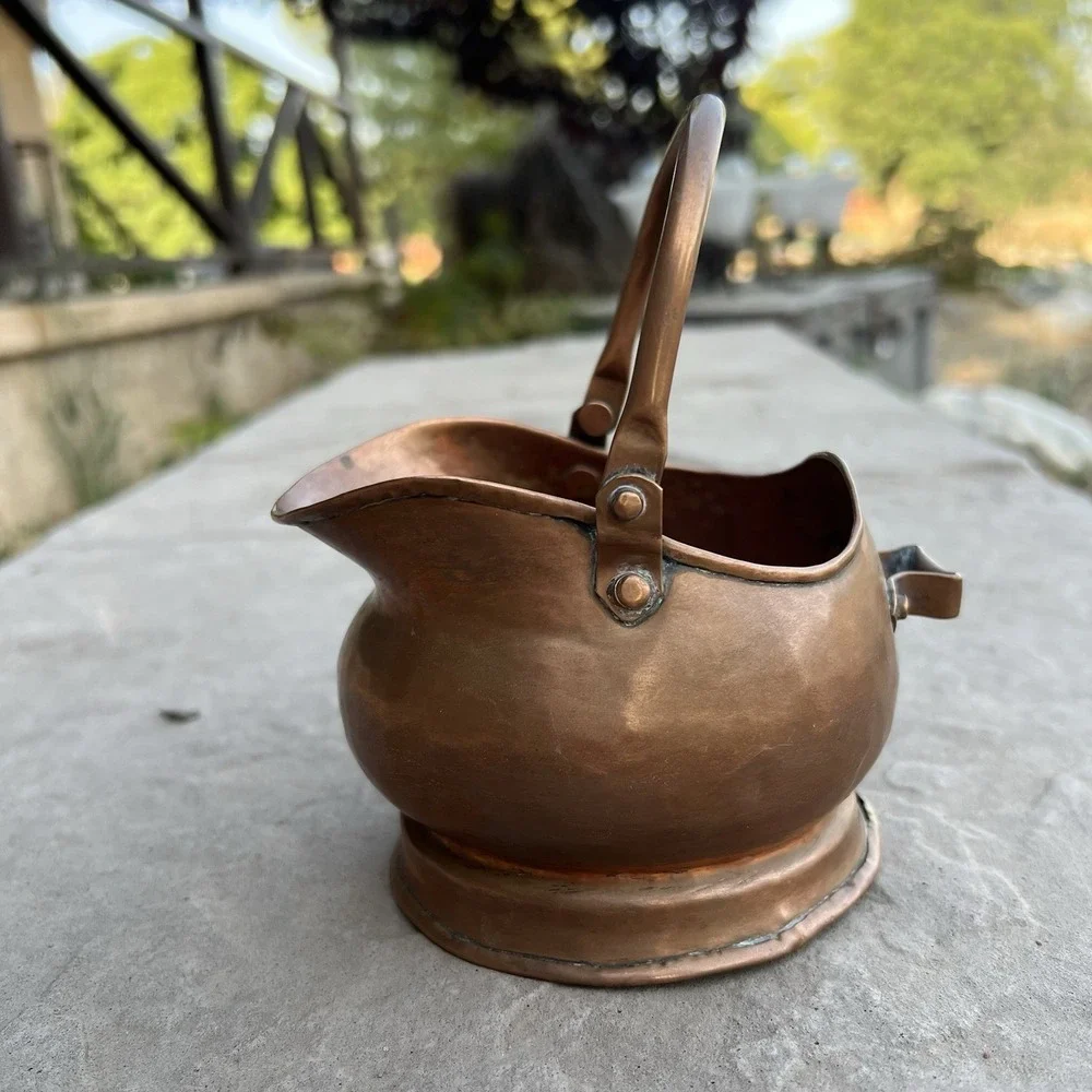 Antique Copper‎ Coal Scuttle Victorian Quality Dovetail Helmet