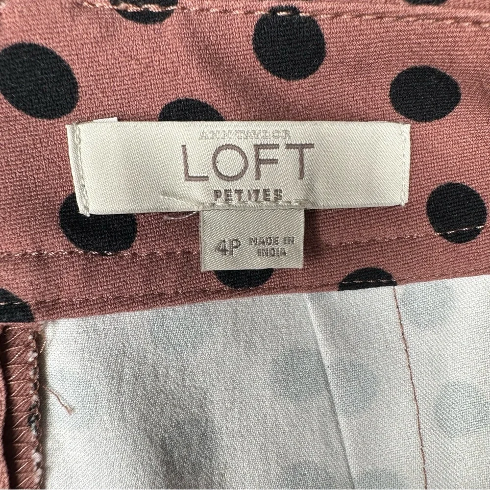 LOFT Pink Skirt with Black Polkadots Size 4