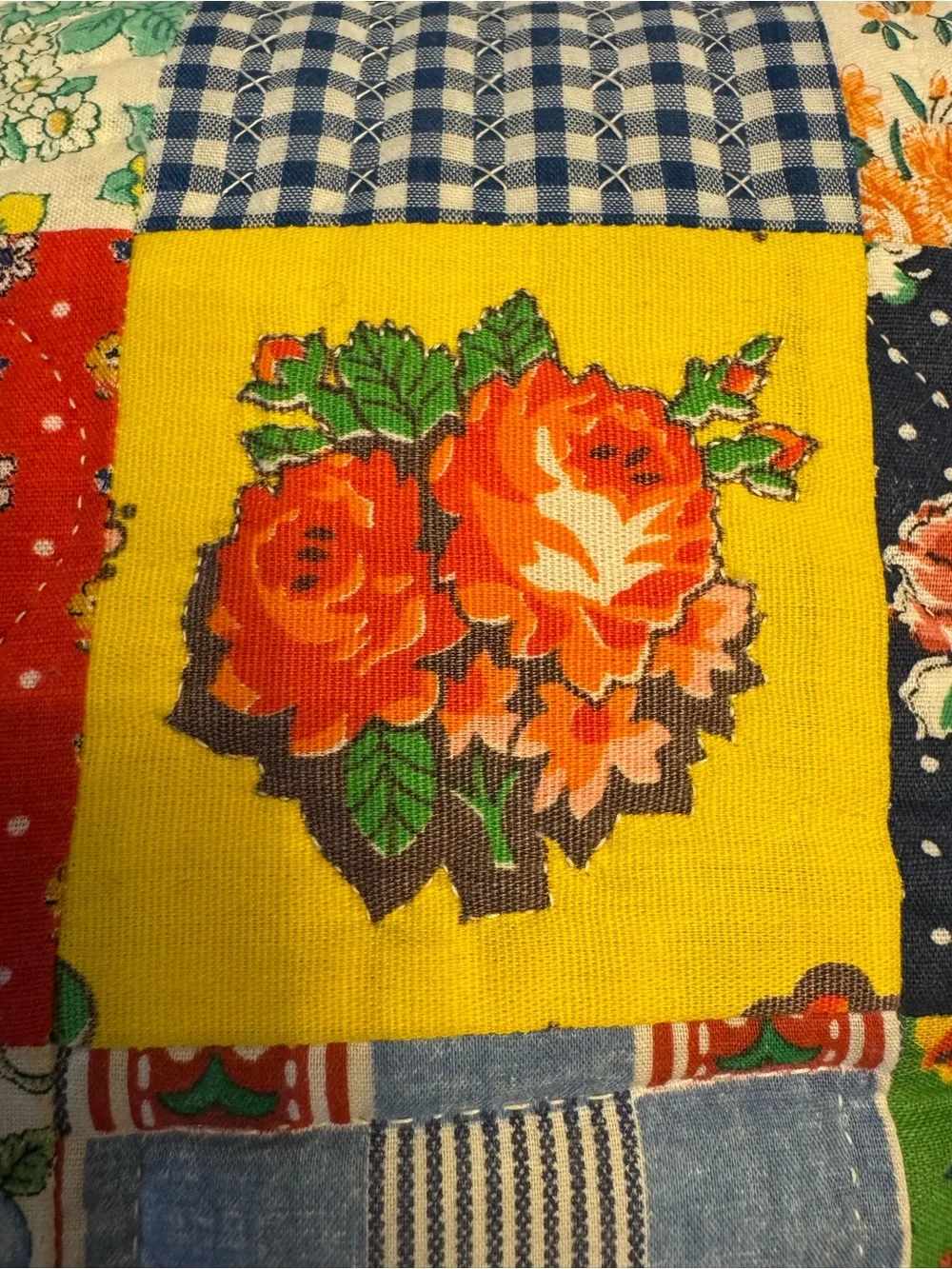 Vintage! Handmade Patchwork Quilted Throw Pillow