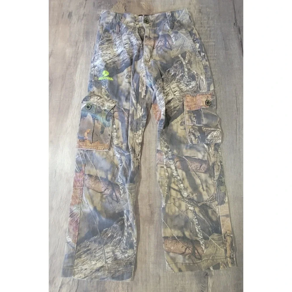 Mossy Oak Hunting‎ Cargo Pants Unisex Medium 8 Youth Camo Adjustable Waist EUC