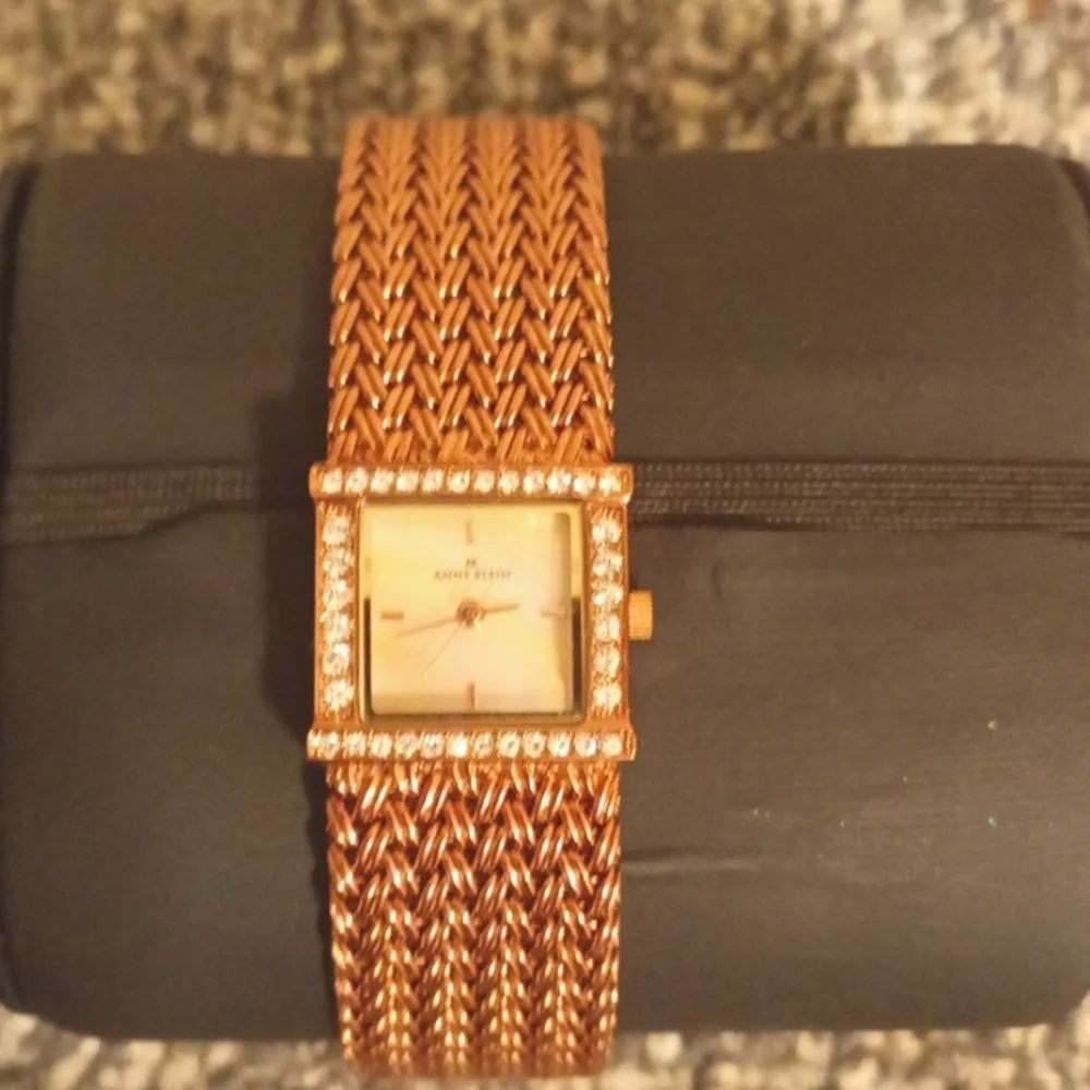 Anne Klein mother pearl rose gold women's watch