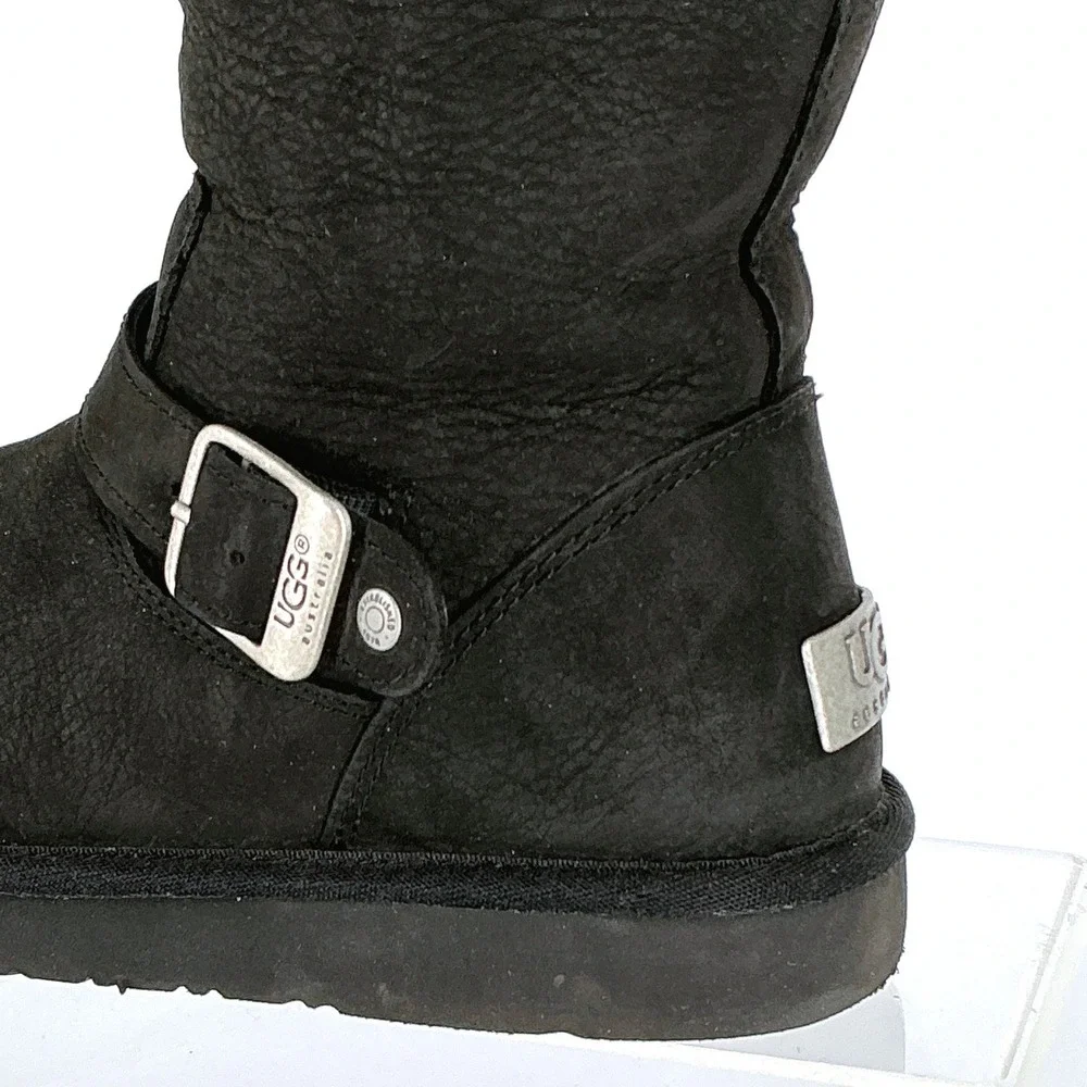 UGG‎ Australia Size 6 Black Sutter Kensington Moto Boots Water-resistant leather