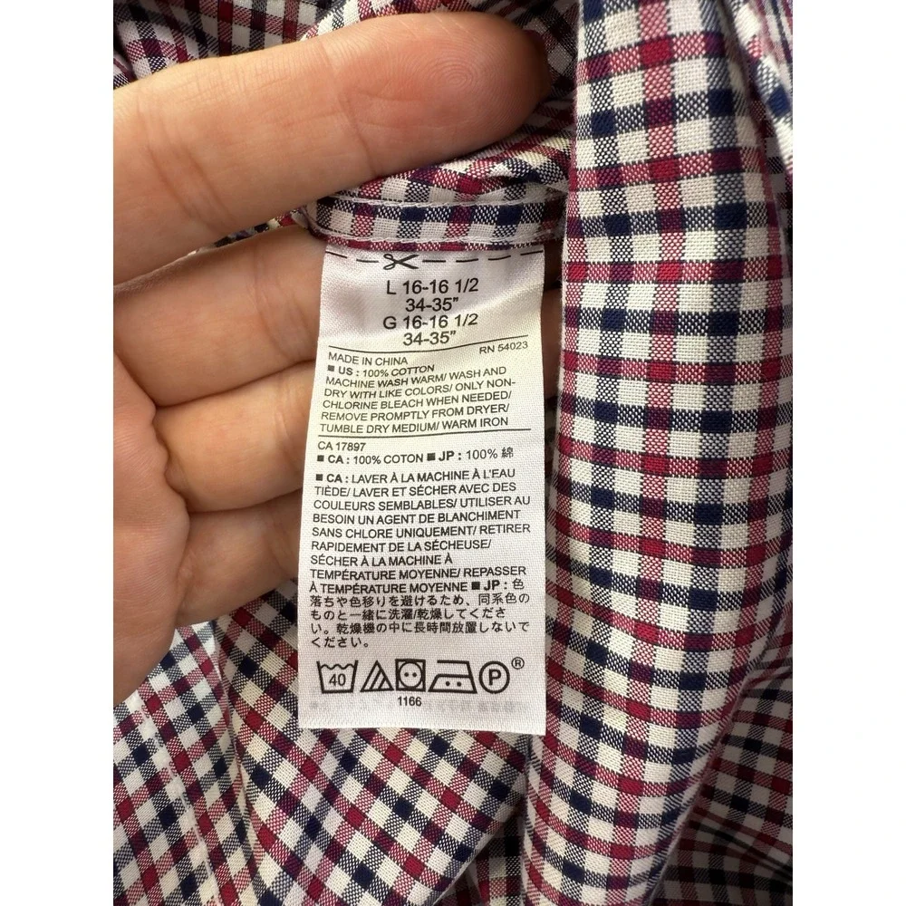 Banana Republic Button Up Shirt Tailored‎ Standard Fit Red White Blue Sz Large L