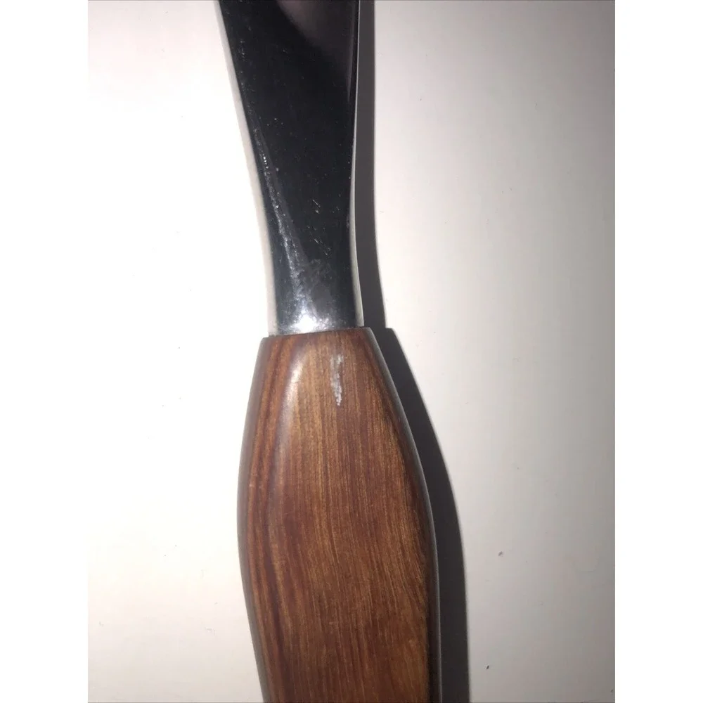 Vintage MCM Fleetwood Teak Handles 5 Pc Steak Knife & 2 Carving Knife Set‎