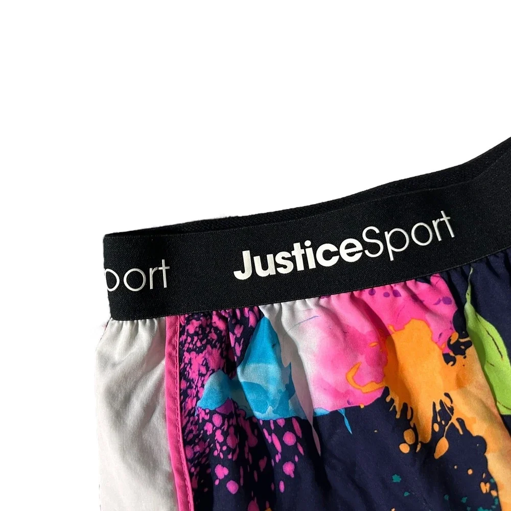 Justice Sport Girls Active‎ Running Shorts Multicolor Splash Paint Athletic