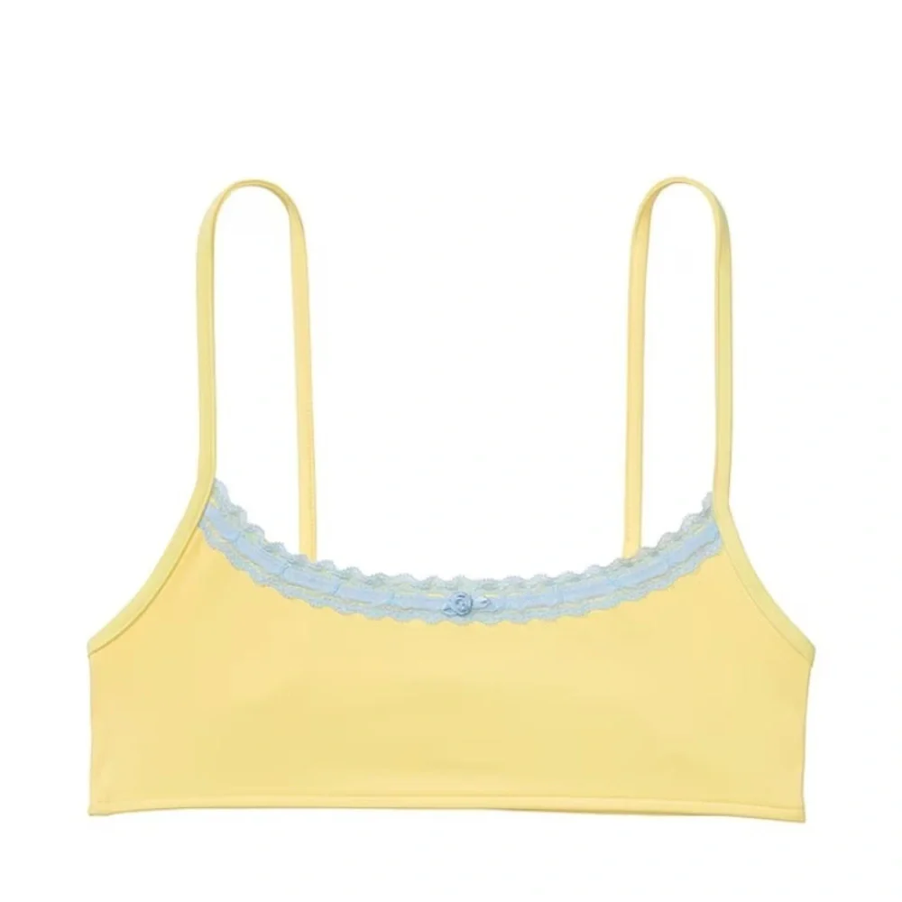 New! Frankie's Bikinis x PINK st Augustine thong Yellow Blue Bikini 3978